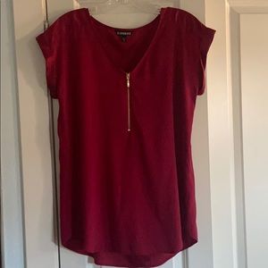 Express half zip short sleeve blouse